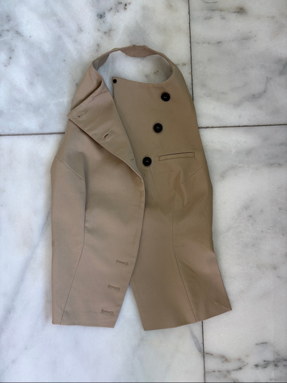 Zara Tan Halter Vest with Black leather Belt